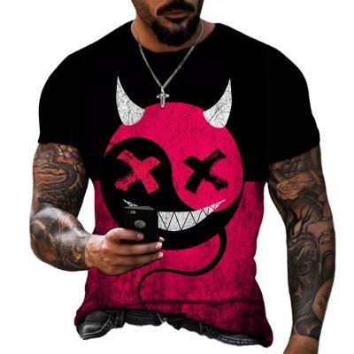 China 2021 Smiley Face Men's Round Neck Casual Wear Anti-Wrinkle Shirt 3d Print Short Sleeve T-shirt Plus Size T-shirts for sale