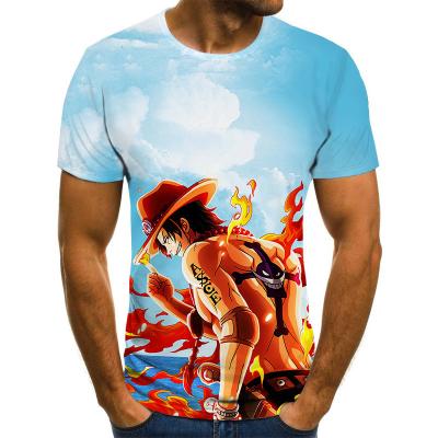 China Anti-Wrinkle Nine Piece Luffy 3d Printed Shirt For Men Casual Homme O Neck 3d Printing Men's Anime Summer Tops Tees Shirt for sale