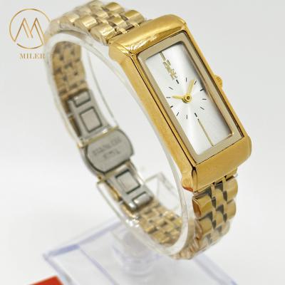 China Custom Analog Lady Quartz Watch Silver And Golden Band Stainless Steel Quartz Watches for sale