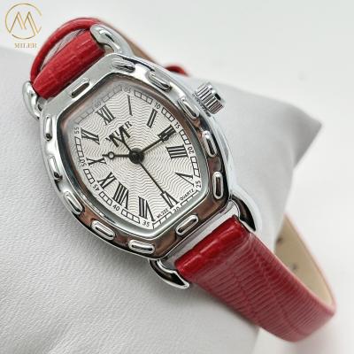 China Banda de couro Branco Dial Lady Quartz relógio resistente a arranhões com mãos luminosas à venda