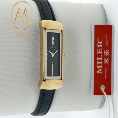 China Miler ML111 Factory Leather Band Quartz Wrist Watch with Hook Buckle in Picture Color for sale