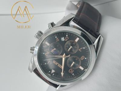 China Factory Stylish Quartz Light Watch Waterproof Leather Watch With Date Display for sale