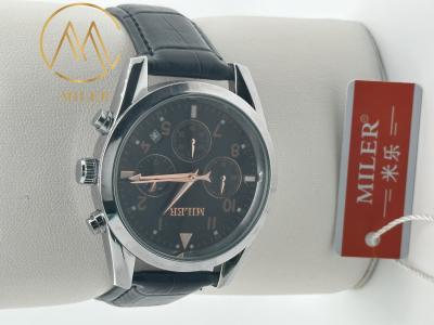 China 30 Meters Stylish Water Resistant Quartz Wrist Watch Engraved Logo Leather Strap Quartz Watch for sale