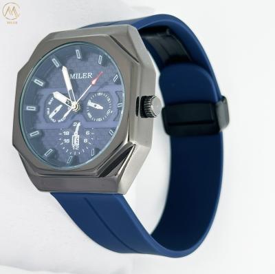 China Custom Logo Miler Fashion Chronograph Quartz Men's Watch Big Dial Silicone Casual Personality Wristwatch Luxury Sports Watch for sale