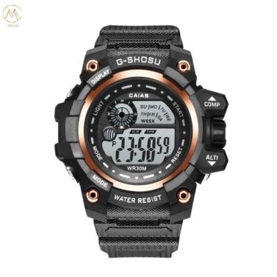 Cina Quartz Digital Sports Watch impermeabile con fascia di silicone nera in vendita