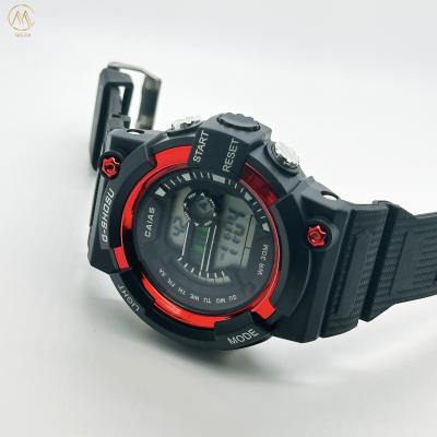 China Silicone Case Custom Logo Digital Sport Watch With Buckle Clasp for sale