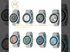 Black Bezel Quartz Wrist Watch Featuring Mineral Dial Window Material Type