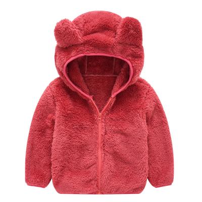 China Waterproof 2021 Winter Fashion Casual Fleece Bear Hat Baby Kids Coats for sale