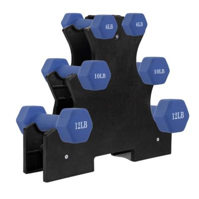 China Universal Wholesale Free Weight Dumbbell Rack Plastic Coated Tree Shape Rack Dumbbell Rack Set for sale