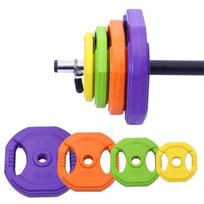 China Factory Price Universal High Quality Color Fitness Equipment Weightlifting 20kg Rubber Barbell Sets For Fitness for sale