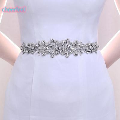 China Hot Sale Cheerfeel Designs RH1151 Embroidery Rhinestone Crystal Sash Rhinestone Arrangement Applique Bridal Sash Sash For Wedding Dress for sale