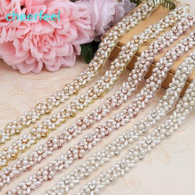 China Bags Cheerfeel RH-854 Hot Sale Bead Band Chime Trimming Rhinestone Chain Trims for sale