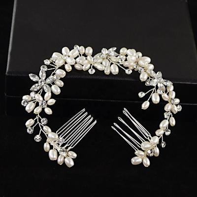 China Wedding Hair Decoration Fashion Wedding Silver Girl Princess Bridal Crystal Headpiece Hair Comb For Flower Hairpin for sale