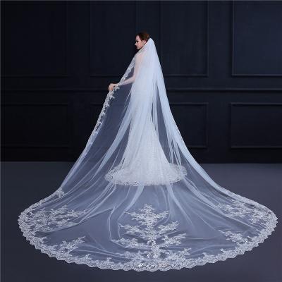 China Wholesale Custom Fashion Cheerfeel VE351 Lace Edge Women's One Layer Long Veil With Comb Wedding Bridal Veils for sale