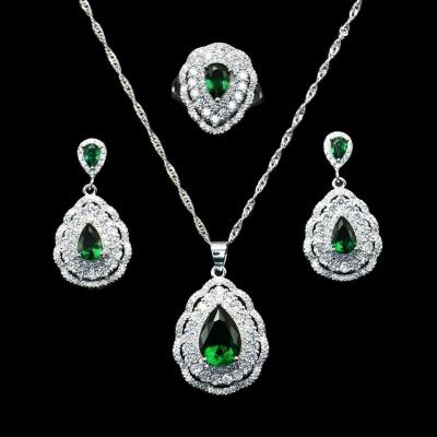 China Cheerfeel NA-311 Jewelry Set Women Jewelry Cut Oval Gemstone Shinny Ring Necklace Jewelry Set Girls Jewelry Set for sale