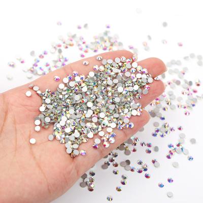 China Wholesale Rhinestones Crystal Round Austria Flatback Crystal ab Non Hotfix Loose Flatback Good Quality Stones For Jewelry Decoration for sale