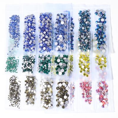 China Shinny Color Wholesale Jelly White Ab Crystal Stones Sparkle Back Mix Size 100% Good Round Flatback Glass Fake Stone For Nail Art zu verkaufen