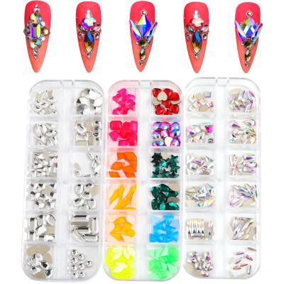 China Nail Art Decoration Mixed Size Different Shape Rhinestone Kits In Flat Back Rhinestones ab Non Glass Hotfix Crystal Nail Decoration Bulk Box Sale Te koop