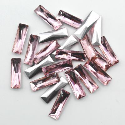 China Hot Selling Fancy Flatback Rhinestone Rectangle Headed Back Rhinestone 5*15mm Crystal Stone For Clothing for sale