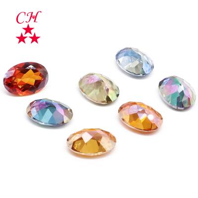 Cina Making Jewelry Bracelet Dangle Earring Wholesale 20pcs High Quality Oval Zirconia Set High End Crystal Sapphire For Jewelry Decoration in vendita