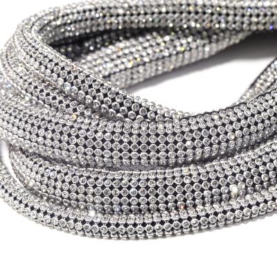 China High Quality Crystal Rhinestone Rope Cord For Glass Pointback Rhinestone Rope Tube Cotton Core Clothing Decoration for sale