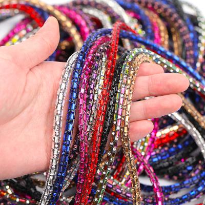 China New Design Flatback Square Rhinestone Strips Diamond Crystal Rhinestone Tube Rope For Lace Bracelet Accessories for sale