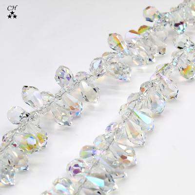 中国 Environment Inspection Top Holes Drop Crystal Machine Cut Glass Beads Faceted Shaped For Clothing Accessories 販売のため