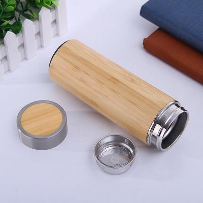 China PORTABLE 360ml Vacuum Cup Stainless Steel Vacuum Flask Bamboo Water Bottle With Lid for sale