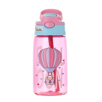 China Healthy 480ml BPA Free Viable Colorful Kids Plastic Water Bottle With Straw Drinking Student School Cute Water Bottle For Kids for sale