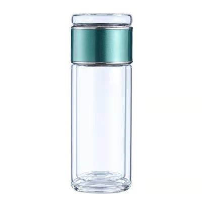 China 350ml Double Wall Borosilicate Glass Logo High Sustainable Logo Glass Coffee Water Bottle Customized Tea Cup for sale