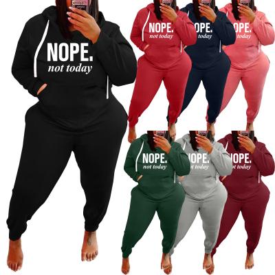 China 2021 Plus Size Women's Plus Size Fall Winter Casual Dress Letter Print Plus Size Jogger Suit Hoodie Workout Long Sleeve Pant Sets for sale