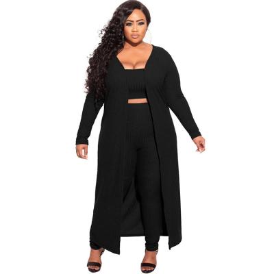 China Plus Size Women Plus Size 2021 New Arrivals 5XL Autumn Clothing Three Piece 3 Piece Pcs Casual Pants Sets 3 Piece Outfits Plus Size Long Sleeve Cardigan Sets for sale