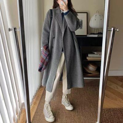 China Breathable High Quality Custom Made Women's Wool Cashmere Long Trench Coat Woolen Winter Coated Women for sale