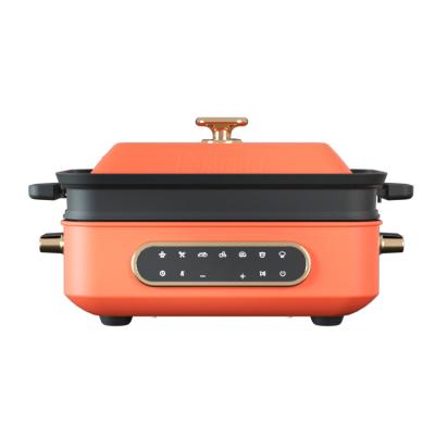 China Detachable Non-Stick Electric Grill Pan Smokeless Portable BBQ Grill Indoor Hot Pot China Customized Hot Pot With Grill Pan for sale