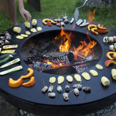 China Soem-Metallholz, das 80cm Corten Stahlfeuer-Schüssel mit Grill-Ring brennt zu verkaufen