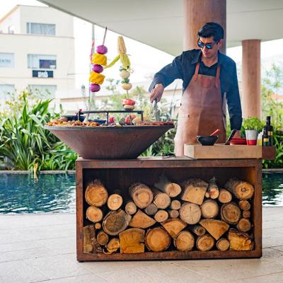 China Lebendes kampierendes Grill-Feuer im Freien Pit With Log Storage des Grill-150kg zu verkaufen