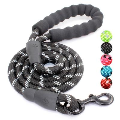 China Hot DETACHED Selling Highly Reflective Yarns Strong Durable Polyester Dog Leash With Comfortable Padded Handle For Medium Large Dogs for sale