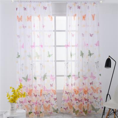 China Flame Retardant Finish Butterfly Tulle For Window Curtain Sheer Voile Drapes for sale