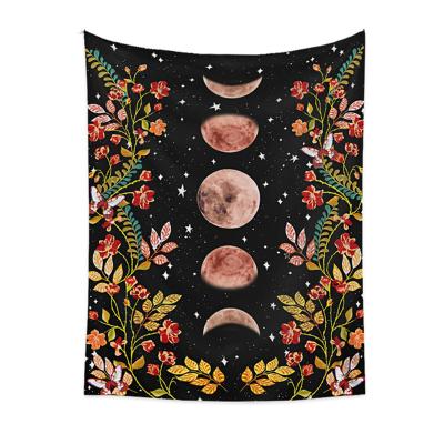 China Custom Twill Bohemiam Indian Psychedelic Hippie Hangings Moon Phase Printed Tapestry For Home Decor for sale