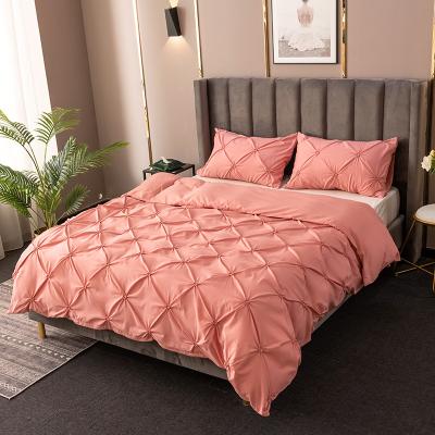 China 8 Colors Anti-static Solid Color Duvet Cover Pillowcase 3d Bedding Stereo Quilt Set Three-Piece for sale