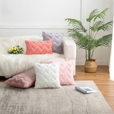 China Nordic Style Anti-static Wave Pattern Geometric Solid Color Plush Pillowcase Pillow Cushion Cover for sale