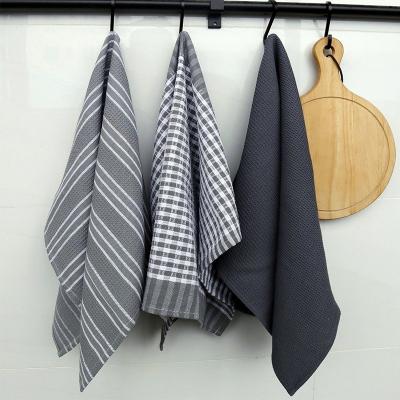 China Modern Three Pieces Set Of Gray / Blue Home Kitchen Towels Towels Tea Cloth Series for sale