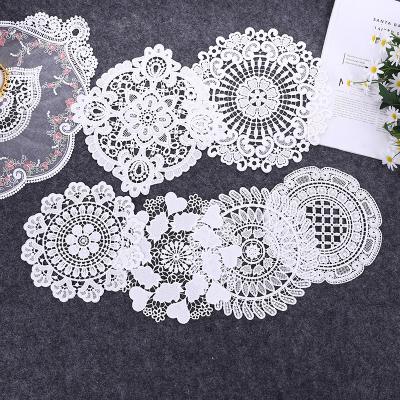 China 1pc Round Lace Coaster Embroidery Tea Set Cushion Stocked Vase Mat Home Decoration for sale