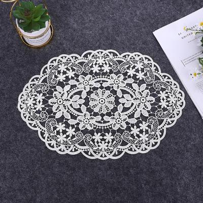 China Stocked Oval Table Mat Photo Props Nordic Hollow Embroidery Mat Runner Home Blanket Table Place Mat Coffee Table 1pc for sale