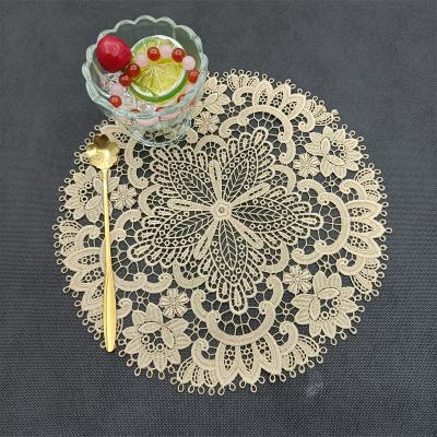 China European Style Coffee Table Stocked Mat Ins Home Decoration Woven 1pc Place Mat Vase Tea Set Lace Up Round Table Flag for sale