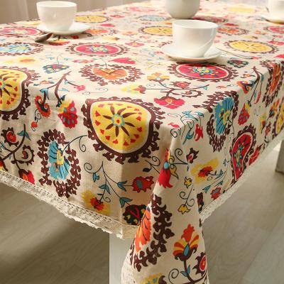 China Cotton Dustproof Ethnic Bohemian Sunflower Tablecloth Cover Napkin Polyester Tablecover Linen Decorative Advertisements Not for sale