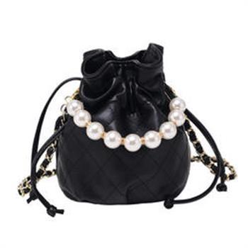 China Fashion 2022 Hot Women Bead Cross - Body Bags Bucket Handbags Chain Lady Bags for sale