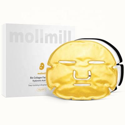 China Gold Wholesale Anti Aging Essence Wrinkle 24K Organic Skin Care Moisturizer Hyaluronic Acid Collagen Crystal Facial Sheet Mask for sale