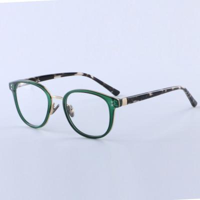 China Acetate new TR with metal frame and legs, fashionable and avant-garde blue light imitation glass myopia plate handmade glasses for sale