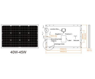 China 36 Cell Mono Solar Panel 30w 40w 50w 60w Customized Solar PV Module 156.75mmx156.75mm for sale